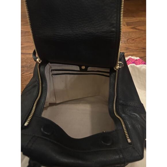 TORY BURCH Half Moon Small Satchel Bag Black Leather Handbag & Dustbag - Picture 8 of 9